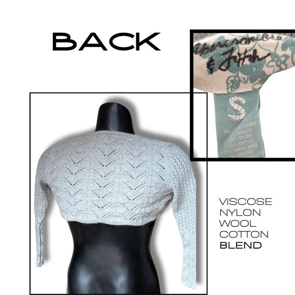 A&F Knit Shrug Bolero Sweater Gray Chevron Size Small - Picture 2 of 2
